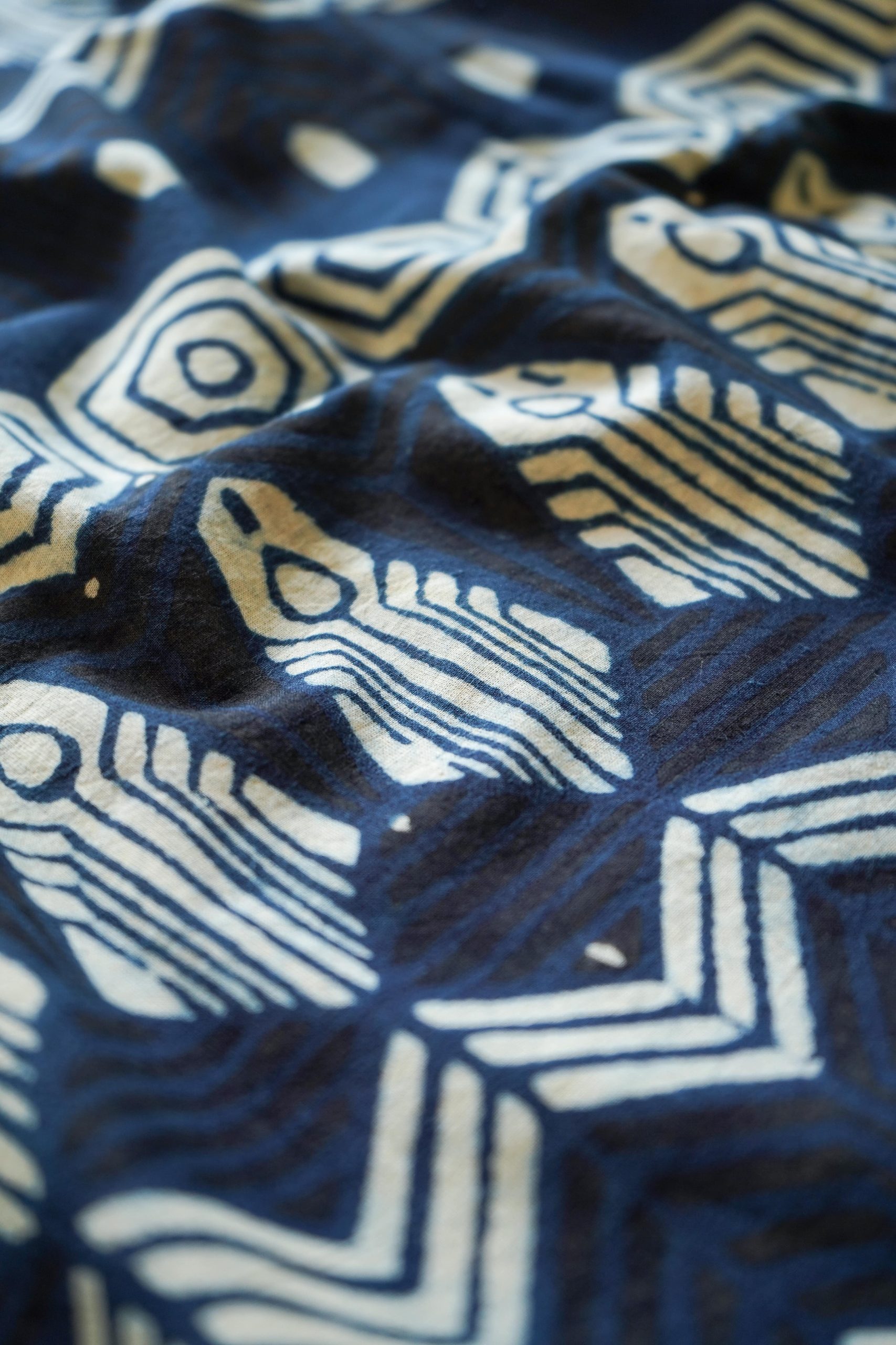Buy Blue and white ajrakh block print dye cotton fabric
